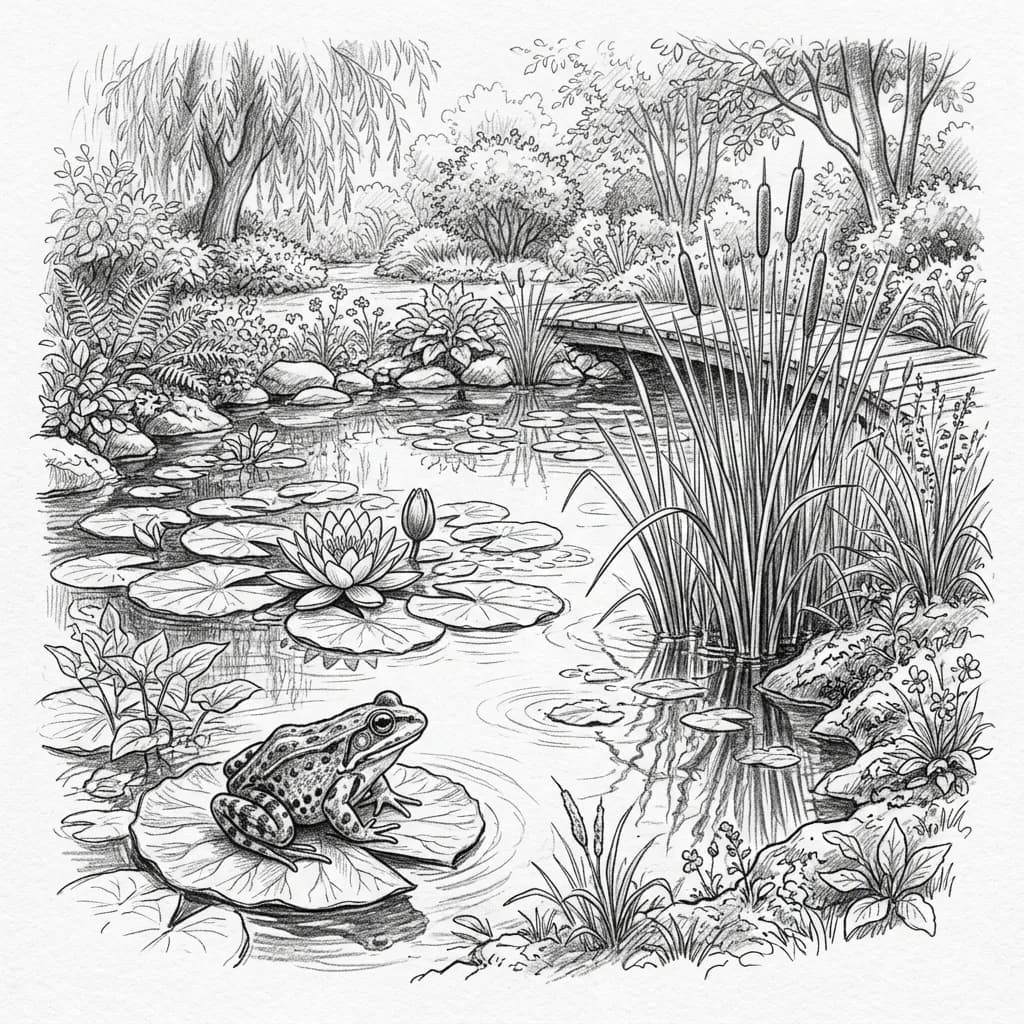 Weiher – Bleistiftzeichnung