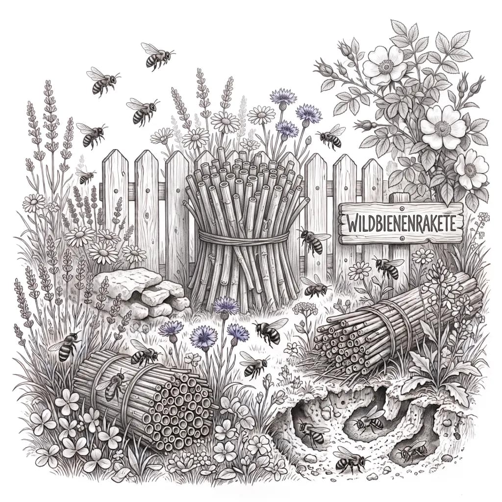 Wildbienen-Paradies – Bleistiftzeichnung