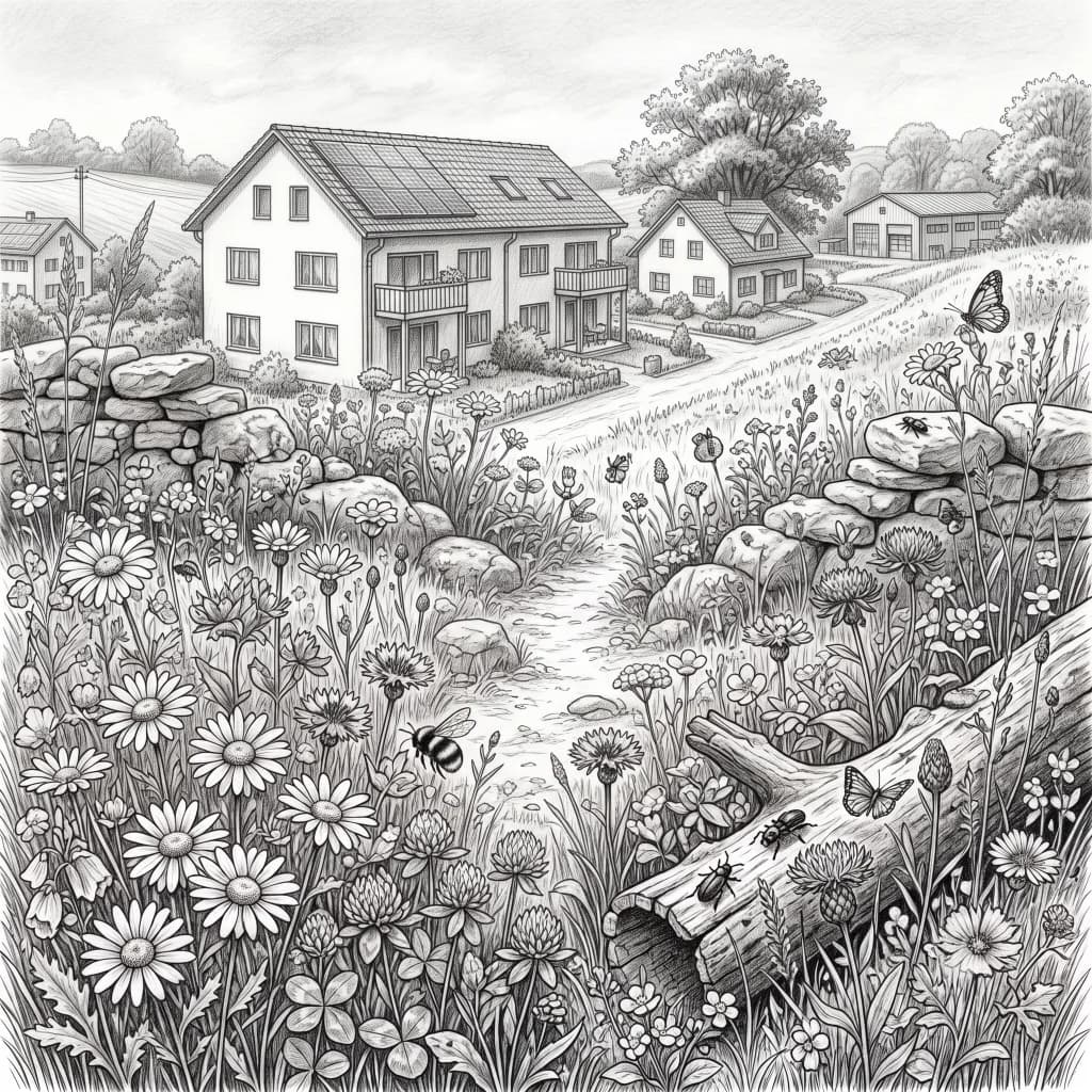 Wildblumenwiese – Bleistiftzeichnung